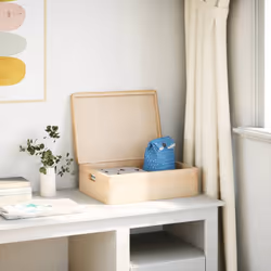 vidaXL Wooden Box Storage Box Wooden Crate Treasure Chest Solid Wood Pine - natural, 40 x 30 x 13 cm