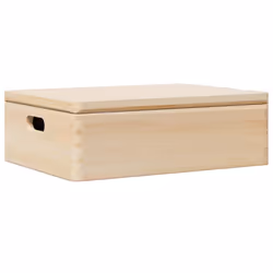 vidaXL Wooden Box Storage Box Wooden Crate Treasure Chest Solid Wood Pine - natural, 40 x 30 x 13 cm - Additional view 6