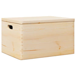 vidaXL Wooden Box Storage Box Wooden Crate Treasure Chest Solid Wood Pine - With lid and handles