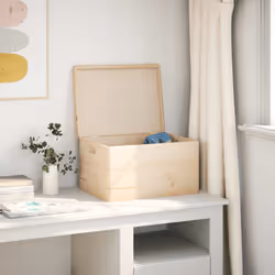 vidaXL Wooden Box Storage Box Wooden Crate Treasure Chest Solid Wood Pine - With lid and handles