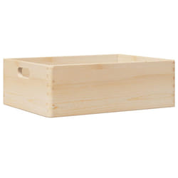 vidaXL Wooden Box Storage Box Wooden Crate Treasure Chest Solid Wood Pine - natural, 40 x 30 x 13 cm