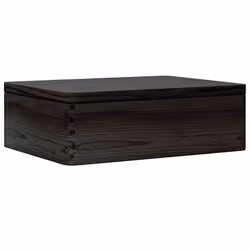 vidaXL Wooden Box Storage Box Wooden Crate Treasure Chest Solid Wood Pine - black, 40 x 30 x 13 cm