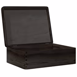 vidaXL Wooden Box Storage Box Wooden Crate Treasure Chest Solid Wood Pine - black, 40 x 30 x 13 cm - Additional view 4