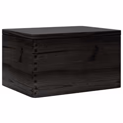 vidaXL Wooden Box Storage Box Wooden Crate Treasure Chest Solid Wood Pine - black, 40 x 30 x 23 cm