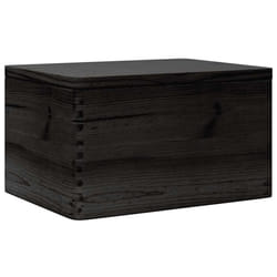 vidaXL Wooden Box Storage Box Wooden Crate Treasure Chest Solid Wood Pine - black, 40 x 30 x 23 cm