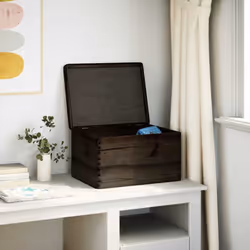 vidaXL Wooden Box Storage Box Wooden Crate Treasure Chest Solid Wood Pine - black, 40 x 30 x 23 cm