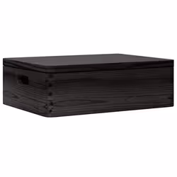 vidaXL Wooden Box Storage Box Wooden Crate Treasure Chest Solid Wood Pine - black, 40 x 30 x 13 cm