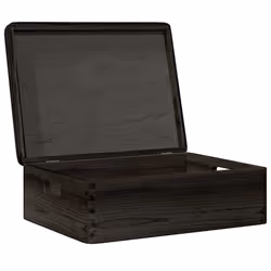vidaXL Wooden Box Storage Box Wooden Crate Treasure Chest Solid Wood Pine - black, 40 x 30 x 13 cm - Additional view 4