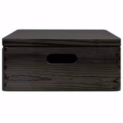 vidaXL Wooden Box Storage Box Wooden Crate Treasure Chest Solid Wood Pine - black, 40 x 30 x 13 cm - Additional view 5