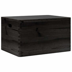 vidaXL Wooden Box Storage Box Wooden Crate Treasure Chest Solid Wood Pine - black, 40 x 30 x 23 cm