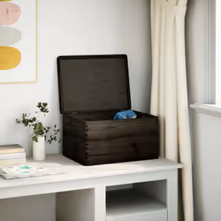 vidaXL Wooden Box Storage Box Wooden Crate Treasure Chest Solid Wood Pine - black, 40 x 30 x 23 cm