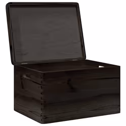 vidaXL Wooden Box Storage Box Wooden Crate Treasure Chest Solid Wood Pine - black, 40 x 30 x 23 cm - Additional view 4