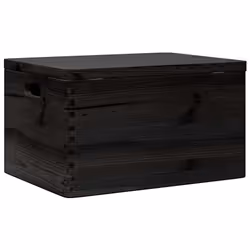 vidaXL Wooden Box Storage Box Wooden Crate Treasure Chest Solid Wood Pine - black, 40 x 30 x 23 cm - Additional view 6