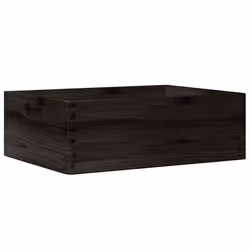 vidaXL Wooden Box Storage Box Wooden Crate Treasure Chest Solid Wood Pine - black, 40 x 30 x 13 cm - Additional view 5