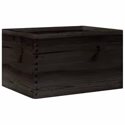 vidaXL Wooden Box Storage Box Wooden Crate Treasure Chest Solid Wood Pine - black, 40 x 30 x 23 cm