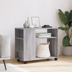 vidaXL Side Table with Wheels Hall Tea End Table Sofa Table Engineered Wood - grey sonoma