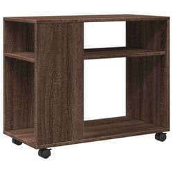 vidaXL Side Table with Wheels Hall Tea End Table Sofa Table Engineered Wood - brown oak