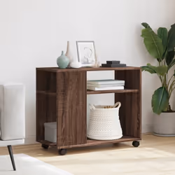 vidaXL Side Table with Wheels Hall Tea End Table Sofa Table Engineered Wood - brown oak