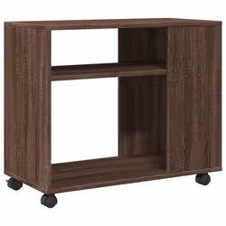vidaXL Side Table with Wheels Hall Tea End Table Sofa Table Engineered Wood - brown oak - Additional view 6