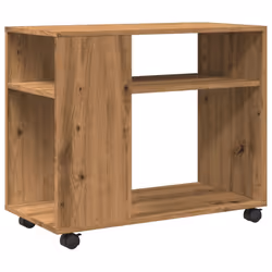 vidaXL Side Table with Wheels Hall Tea End Table Sofa Table Engineered Wood - oak