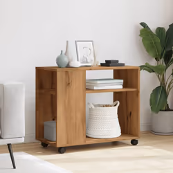 vidaXL Side Table with Wheels Hall Tea End Table Sofa Table Engineered Wood - oak