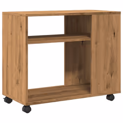 vidaXL Side Table with Wheels Hall Tea End Table Sofa Table Engineered Wood - oak - Additional view 6