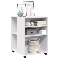 vidaXL Side Table with Wheels End Sofa Table Engineered Wood - white