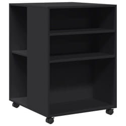 vidaXL Side Table with Wheels End Sofa Table Engineered Wood - black