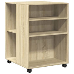 vidaXL Side Table with Wheels End Sofa Table Engineered Wood - sonoma oak