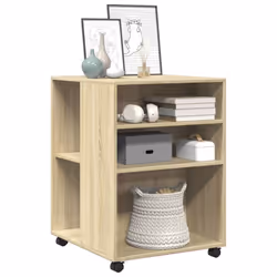 vidaXL Side Table with Wheels End Sofa Table Engineered Wood - sonoma oak