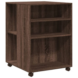 vidaXL Side Table with Wheels End Sofa Table Engineered Wood - brown oak