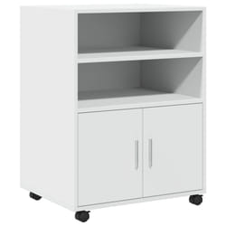 vidaXL Rolling Cabinet Mobile Filing Cabinet Storage Cabinet Engineered Wood - white