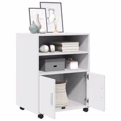 vidaXL Rolling Cabinet Mobile Filing Cabinet Storage Cabinet Engineered Wood - white