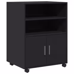 vidaXL Rolling Cabinet Mobile Filing Cabinet Storage Cabinet Engineered Wood - black