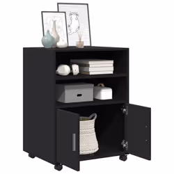 vidaXL Rolling Cabinet Mobile Filing Cabinet Storage Cabinet Engineered Wood - black