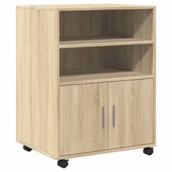 vidaXL Rolling Cabinet Mobile Filing Cabinet Storage Cabinet Engineered Wood - sonoma oak