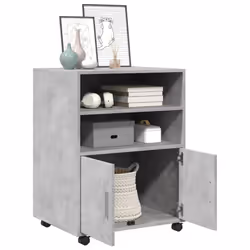 vidaXL Rolling Cabinet Mobile Filing Cabinet Storage Cabinet Engineered Wood - concrete grey