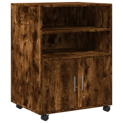 vidaXL Rolling Cabinet Mobile Filing Cabinet Storage Cabinet Engineered Wood - smoked oak