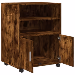 vidaXL Rolling Cabinet Mobile Filing Cabinet Storage Cabinet Engineered Wood - smoked oak - Additional view 6