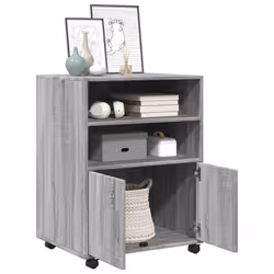 vidaXL Rolling Cabinet Mobile Filing Cabinet Storage Cabinet Engineered Wood - grey sonoma