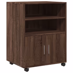 vidaXL Rolling Cabinet Mobile Filing Cabinet Storage Cabinet Engineered Wood - brown oak