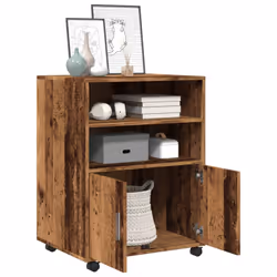 vidaXL Rolling Cabinet Mobile Filing Cabinet Storage Cabinet Engineered Wood - old wood