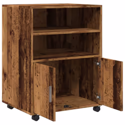 vidaXL Rolling Cabinet Mobile Filing Cabinet Storage Cabinet Engineered Wood - old wood - Additional view 6