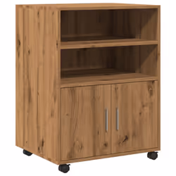 vidaXL Rolling Cabinet Mobile Filing Cabinet Storage Cabinet Engineered Wood - oak