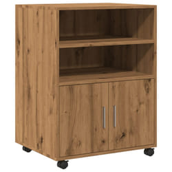 vidaXL Rolling Cabinet Mobile Filing Cabinet Storage Cabinet Engineered Wood - oak