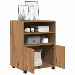 vidaXL Rolling Cabinet Mobile Filing Cabinet Storage Cabinet Engineered Wood - oak