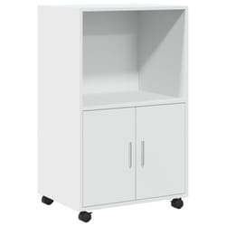 vidaXL RollingÃÂ Cabinet Office Storage Cabinet Engineered Wood - white