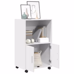 vidaXL RollingÃÂ Cabinet Office Storage Cabinet Engineered Wood - white
