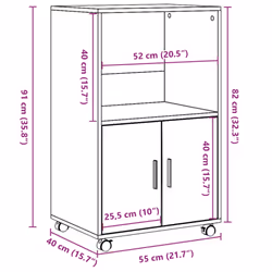 vidaXL RollingÃÂ Cabinet Office Storage Cabinet Engineered Wood - white