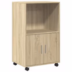 vidaXL RollingÃÂ Cabinet Office Storage Cabinet Engineered Wood - sonoma oak
